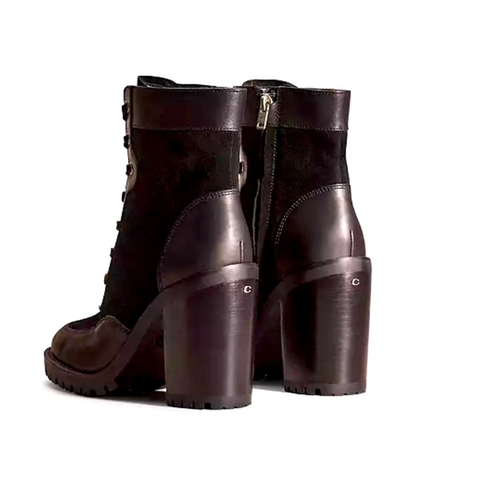 COACH BLACK LEATHER AND SUEDE HEELED ANKLE BOOTS SZ 9 NWT - Picture 2 of 6